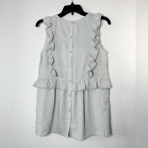 Doe & Rae Striped Ruffle Sleeveless Blouse - Picture 2 of 3